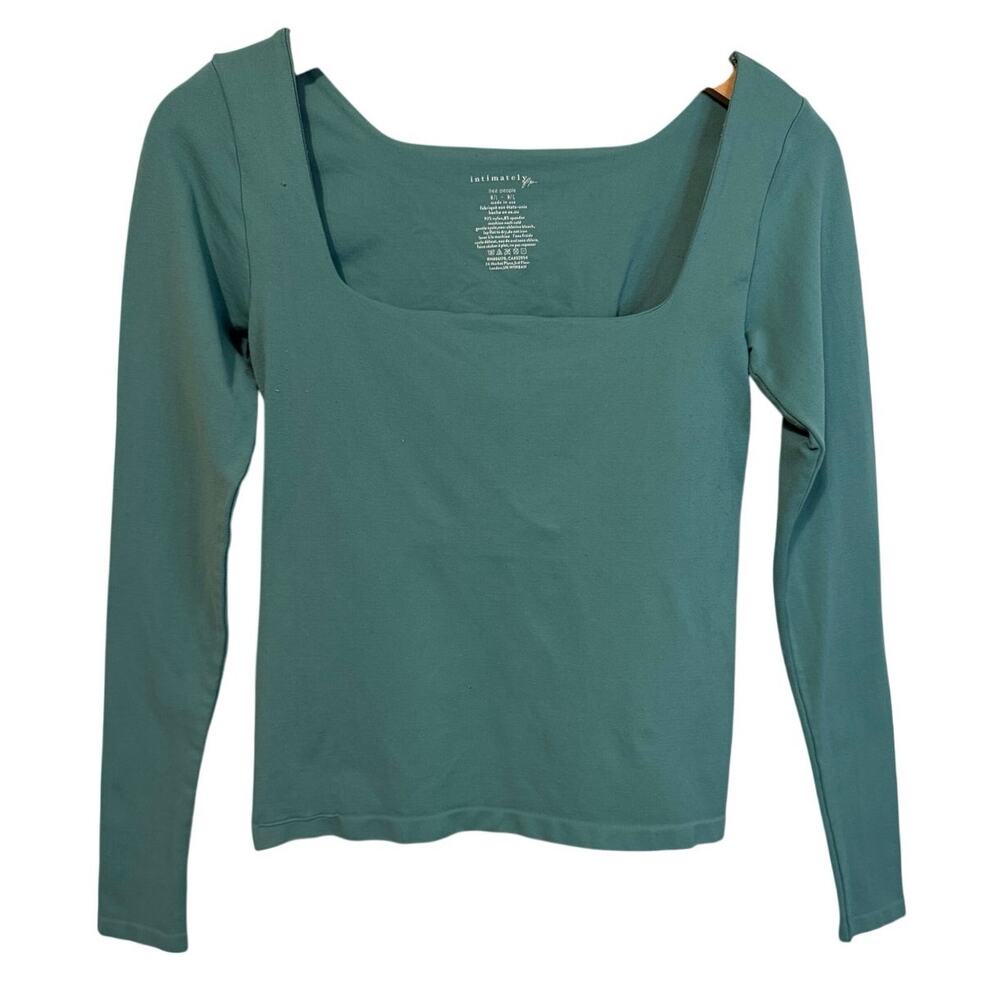 Free People Intimately Clean Lines Long Sleeve Top Square Neck Green Size Med/Lg